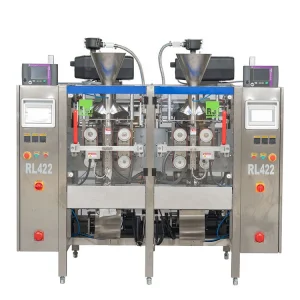 RL422 Automatic Twin Pouch Packing Machine Multi-function Granular Chips Nuts Vertical Form Fill Seal Packaging