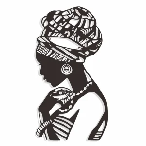 Custom Minimalist Wrought Iron Interior African Women Metal Wall Hanging Decoration