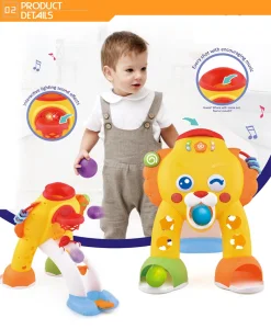 Leão de desenho animado jogando bola brinquedos