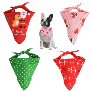 Custom Logo Printing Polyester Fabric Triangle Scarf Pet Collar Dog Bandana with Adjustable Size
