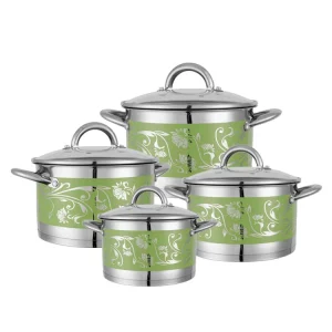 OEM/ODM Manufacturer 201 Stainless Steel Straight Shape Cookware Casserole Stock Pot with Color Pattern Coating