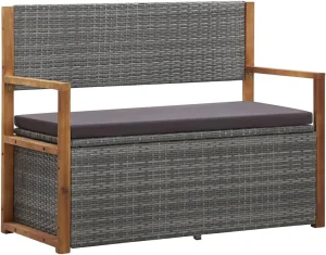 Poly Rattan Solid Wood Bench