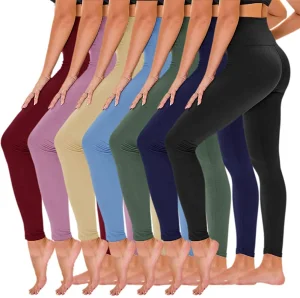 High-Waisted Black Tights Yoga Pants For Women Non-See-Through Workout Leggings Tummy Control Casual Style Breathable Knitted