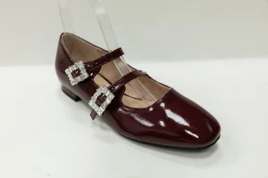 OEM ODM Custom Burgundy Patent PU Ladies Ballerina Shoes