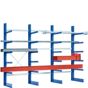 Double Side Heavy Duty Cantilever Racking System Long Arm Structure for Lumber Storage