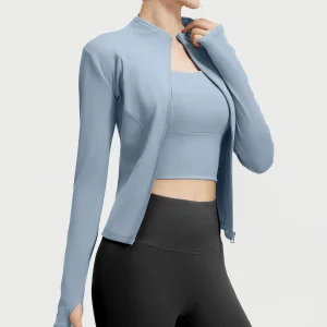 Stylish Women's Fitness Outerwear Made from Durable Polyester with Quick Evaporation Feature