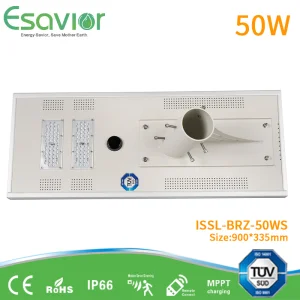 5 Years Warranty Long Lifespan 5000lm 50W All in One LED Solar Road Lighting Integrated Solar Powered Street Light with LiFePO4 Battery