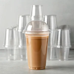 Custom Clear Disposable PET PP PLA Cups with Embossed Lids for Iced Coffee Boba Smoothie Milkshake Juice Takeaway &amp; Bubble Tea