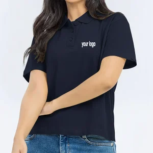Customized solid color Polo Shirt for women's Comfortable custom screen printed logo streetwear hip hop ladies polo shirt