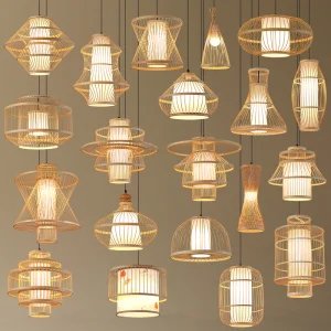 Retro Bamboo Woven Pendant Lighthandcrafted Artistic Fixture for Restaurant &amp; Cafe Ambiance