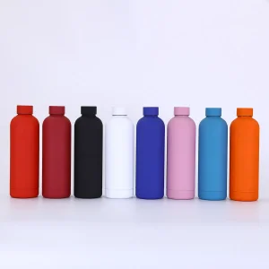 Custom Color Insulated 500ml Narrow-Mouth Bottles Stainless Steel Sports Rubber Paint Thermos Vacuum Flask Water Bottle with Lid