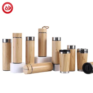 Wholesale Bamboo Eco-Friendly Outdoor Reusable Durable Stainless Steel Thermal Insulation Water Bottle