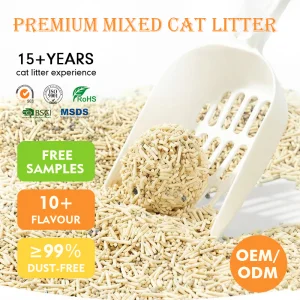 Arena para gatos de tofu y bentonita personalizada y premium