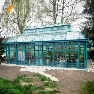 Garden Hotel Park Ornamental Outdoor Large Wrought Iron Gazebo Greenhouse for Sale