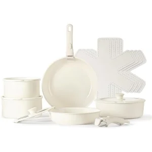 10-Piece Induction Nonstick Kitchen Cookware Set with Removable Handles, Pfas-Free Ceramic Coating Stackable Pots and Pans Set, Oven &amp; Dishwasher Safe for Home