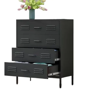 UCHANCE Black Other 4-Drawer Dresser Chest for Bedroom Office Living Room &amp; Entryway