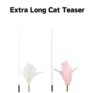 Factory Wholesale Extra Long Feather Cat Teaser Wand