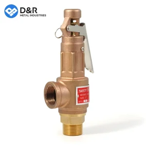 D&R Brass Adjustable Safety Relief Valve Thread Metal Seal Spring Loaded Bypass Pressure Safety Valve with Handle Lever for Boilers HVAC Systems