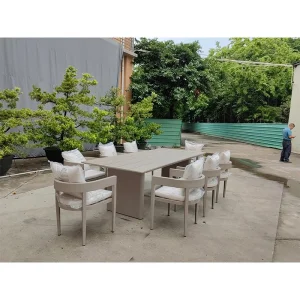 Waterproof High-End Custom Aluminum Outdoor Table Set for Dining Patio