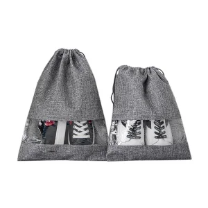 Wholesale Factory Price Travel Clothes Dustproof Linen Drawstring Cotton Shoe Bag