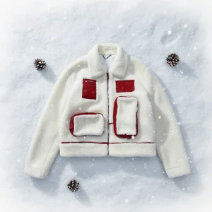 Custom Fleece Jacket High Quality Patchwork Heavyweight Winter Coat Turn Down Collar Pockets Men's Fleece Jackets