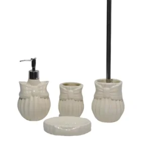Custom Vertical Striped Relief Bow Shaped 4 - Piece Dolomite Bathroom Set Manufacturers, Exporters