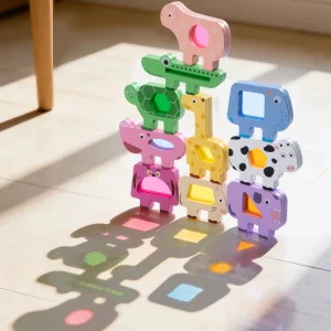 Children's Education Wooden Early Education Animal Car Pile Building Blocks Concentrated Training Transparent Building