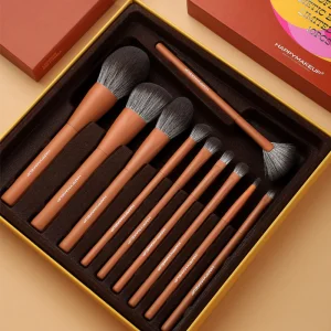 Premium Brown Vegan Brush Set