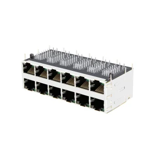 Gigabit Enabled PSE PoE+ Magnetic Jack 2x6 RJ45 Female Connector