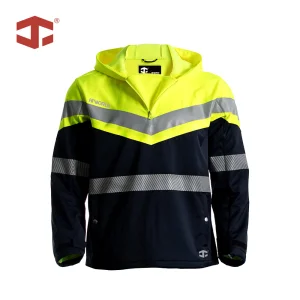 JIADE Men's Plus Size Fluorescent Polyester Free Movement High Visibility Thermal Breathable Windproof Waterproof Hooded Jacket
