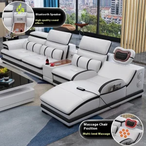Modern Smart Electric Recliner Massage Genuine Leather Sofa Set