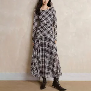 Elegant Vintage Checkered Dress
