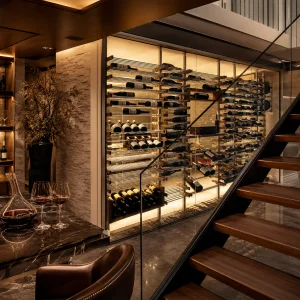 Modern Metal Wine Rack Cellars Custom Glass-Enclosed Wall-Mounted Wine Display Systems For Homes Restaurants And Bars