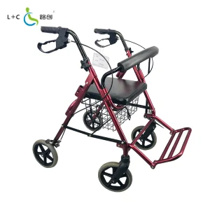 Foldable Lightweight Aluminum Rollator with Seat Footrest