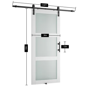 3-Lite Frosted Glass Barn Door