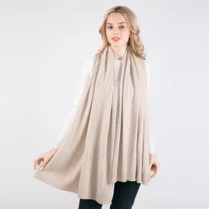 Women′ S Fashion Cable Knit Design Gorgeous 100% Cashmere Scarf Shawl