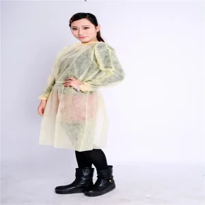50-Pack Bata de Aislamiento Desechable, Registrada por la FDA, Certificada por CE Nivel 2 PP y PE 40g, Puños de Tejido, Resistente a Fluidos, Unisex
