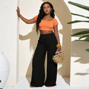 Machine Washable Wide Leg Linen Trousers