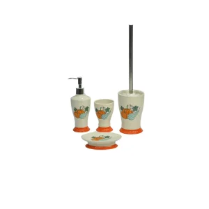 Cheap Harvest Festival Ceramic Bathroom Set - 4-Piece Collection with Lotion Dispenser, Cup, Toilet Brush & Soap Dish Factories, Exporters