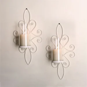Metal Wall Sconce Decoration Candle Holder White