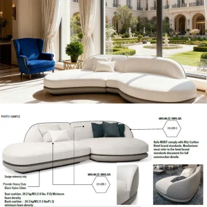 Custom 4-5 Star Luxury Hotel Lobby Furniture Reception Waiting Center Sofa Set