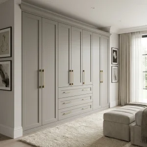 Particle Board &amp; Wood Bedroom Wardrobe with Large Capacity Multi-functional Storage Swing Door Modern Minimalist Design
