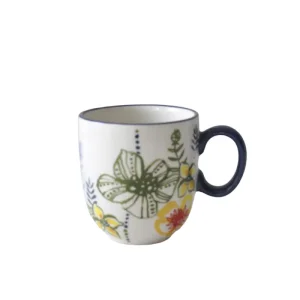 Discount Colorful Floral Blue-Rim Ceramic Mug Factories, Product