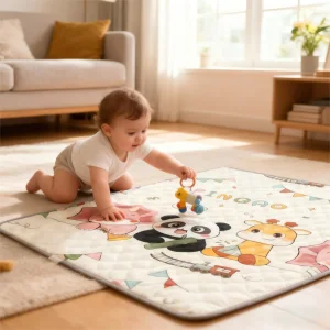 1cm Tapete de Atividades de Algodão Eco Washable Dobrável e Espesso para Brincadeiras em Casa