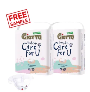 Amostra Grátis de Fralda para Bebê Glotto Toque Macio e Confortável Fraldas Noturnas Projetadas para Conforto Tamanho XL 20count
