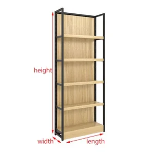 Double-Sided Light Duty Wooden Shelves with Metallic Material Single-Sided Supermarket Rack for Display RZ Metal & Steel