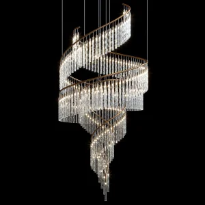 Modern Luxury Crystal Chandelier for Large Spaces 3D Printed Logo Warm White for Hotels Banquet Halls Offices Villas Duplexes AC