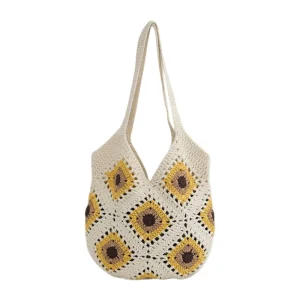 Bolsa de Praia Estilosa Grande Capacidade Bolsa de Palha para Passeios Elegantes