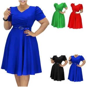 Trendy Summer Casual Dresses Women Elegant V-Neck