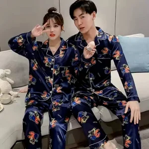 Conjunto de pijama de seda satén cómodo 2 para hombres
